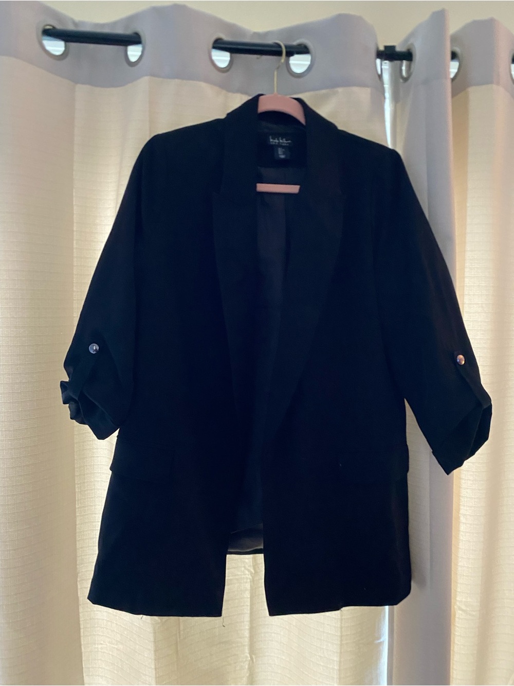 a new day Black Open-Front Roll-Sleeve Blazer